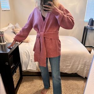 Veronica Beard Pink Oversized Cardigan - Merino Wool